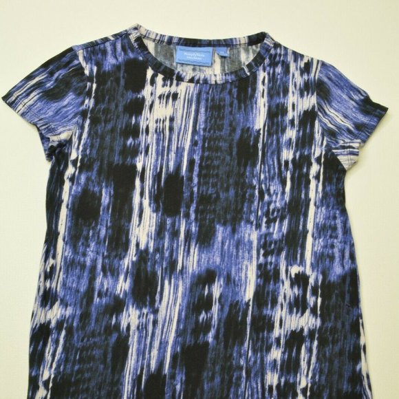 Simply Vera Wang Sz XS Womens‎ BLUE Black STRETCH Cotton Pullover T-Shirt TOP - Picture 1 of 9
